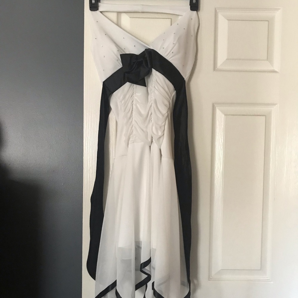 White dress black sash